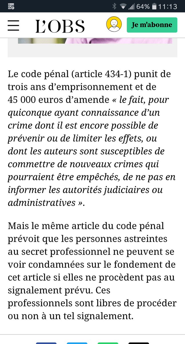 Et là on a 2 infos qui sèment le doute et renvoient le message subliminal dangereux que la  #psychologie aurait pu garder le secret sur les violences dont elle avait connaissance (et donc sauver sa vie)