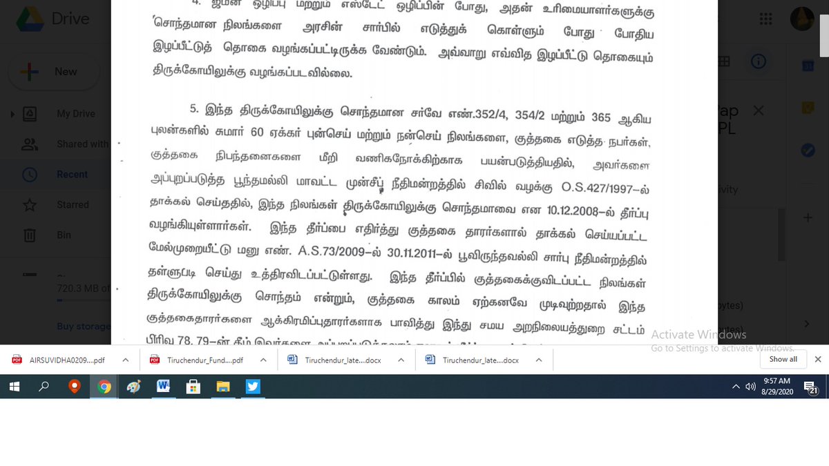 Kasi Viswanathar Contd.In 2013 EO protests collector's adding encroachers Queensland & St Johns (not Patta holders) as parties to Patta review petition. disputes Ryotwari acquisition (Govt cant produce temple's receipt for compensation payment, pleads to revenue for Patta..2