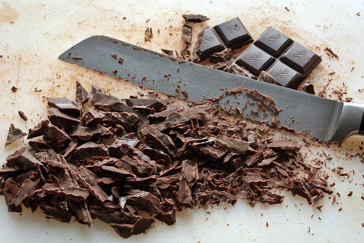 Now, if you bought a brick of cacao, you want to cut it up into small pieces so it’s easier to melt (easier to weigh out the right dose on a scale, too)