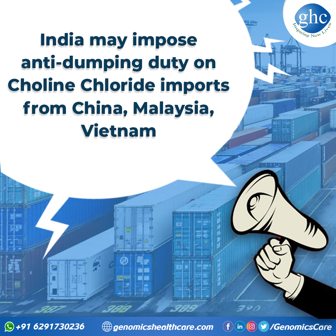 GenomicsCare's tweet photo. India may impose anti-dumping duty on Choline Chloride imports from China, Malaysia, Vietnam

Visit: https://t.co/66lrFX5Vps
Inquiry on WhatsApp: https://t.co/u1XKR6NMEi

#antidumping #imports #china #malaysia #vietnam #india   #import #Genomicshealthcare #exportimport #NEW https://t.co/mlIYXv6NNQ