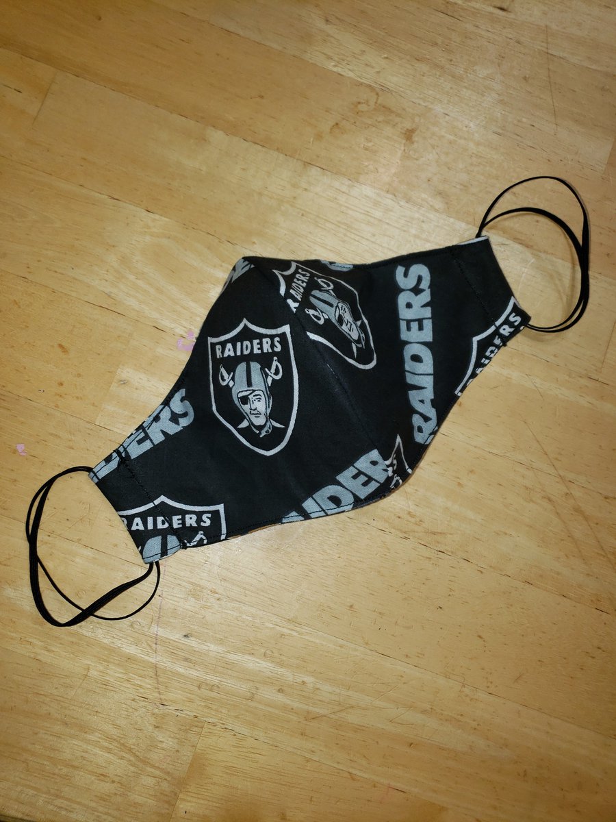 MissBusyLady's tweet photo. Football season is upon us! Made another #raiders #facemask #sewtired #sewlittletime #creativejuices https://t.co/m19XLKqpep