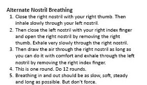 alternate nostril breathing method: