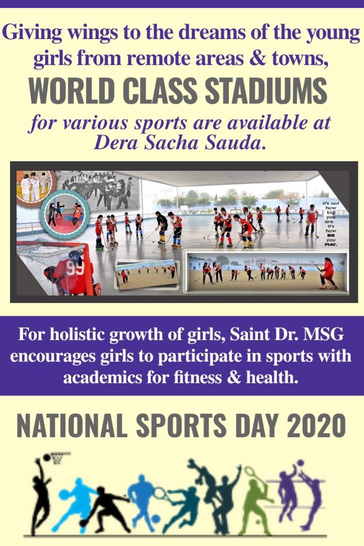 RashpreetKaur9's tweet photo. #NationalSportsDay सभी खिलाड़ियों के लिए बहुत महत्वपूर्ण दिन होता है जिस दिन उन्हें सम्मान प्राप्त होता है saint Dr. @Gurmeetramrahim singh ji Insan सभी खिलाड़ियों को खेल की ओर प्रेरित करते थे https://t.co/6ExYg4seTl