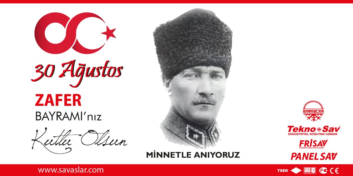 teknosav's tweet photo. 30 Ağustos ZAFER Bayramı’nız Kutlu Olsun. #30Ağustos #ZaferBayramı  #SoğukHavaDeposu #SoğukOda #PoliüretanPanel #SoğukOdaPaneli #SoğukDepoKapısı #SoğukDepoCihazı  #frigokasa  #frigoarac #chiller  #FrigorifikAraçKasası #ColdStorageDevices  https://t.co/rkG09LqCzL https://t.co/dMJz9OIqTn