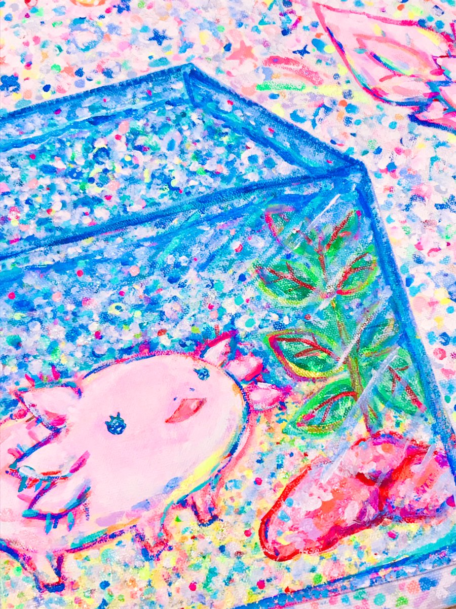 ユキンタ ピンク 青の組み合わせが幼い頃から好きで今もよく使ってます ウーパールーパー アート Axolotl Art ユキンタ ピンク 青の組み合わせが幼い頃から好きで今もよく使ってます ウーパールーパー アート Axolotl Art