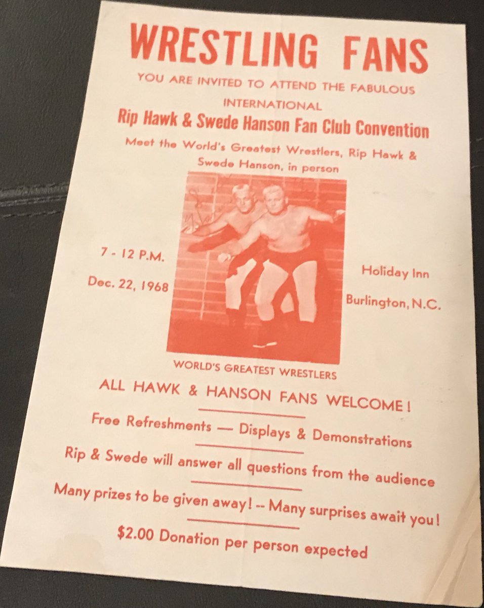 JWsWrestlingMem's tweet photo. “Mom, can we go see Hawk & Hanson? It’s only $2! Pleeeeeaase!” #RipHawk #SwedeHansen #JimCrockettPromotions #BurlingtonNC #FreeRefreshments https://t.co/WiCosBZqbF