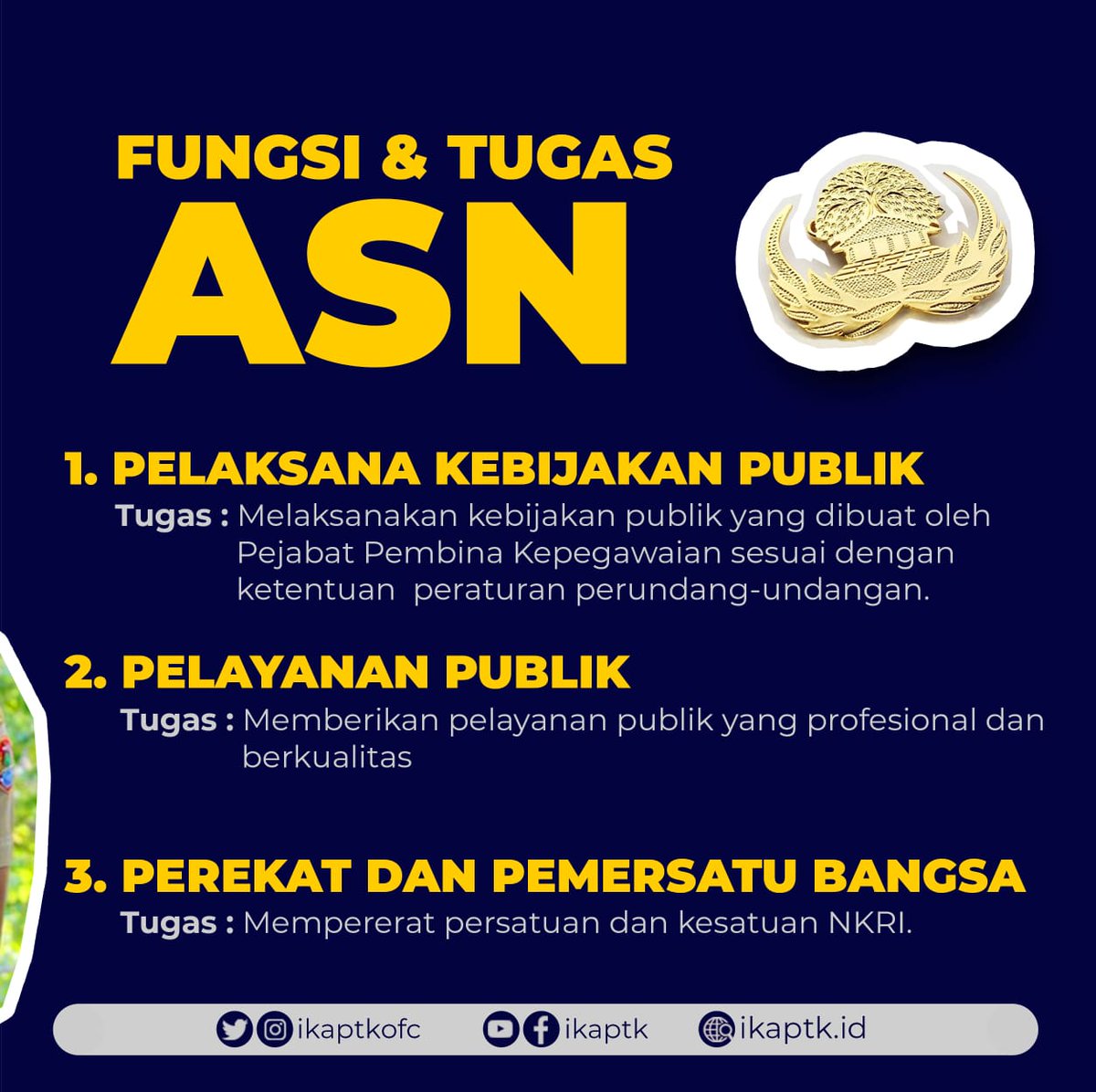 ikaptkid's tweet photo. Gimana kaks sudah melaksanakan Tugas dan Fungsi sebagai ASN belum nih ๐ jadi ini lah tugas dan fungsi ASN sesuai UU Nomor 5 Tahun 2014 tentang ASN ya kaks. ๐#ASN #PNS #OSVIA #MOSVIA #KDC #APDN #STPDN #IPDN #PURNAPRAJA #BNEB https://t.co/HXlnRISG8D