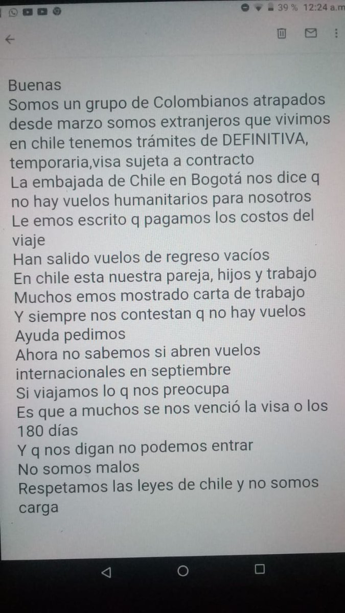 NanaRodrguez7's tweet photo. @MinjuDDHH @HernanLarrainF @IntendenciaVII @MinjudhMaule Nos niegan los vuelos humanitarios
Sale un vuelo chárter podemos entrar al país estando en trámites https://t.co/VVfWUxWFAH