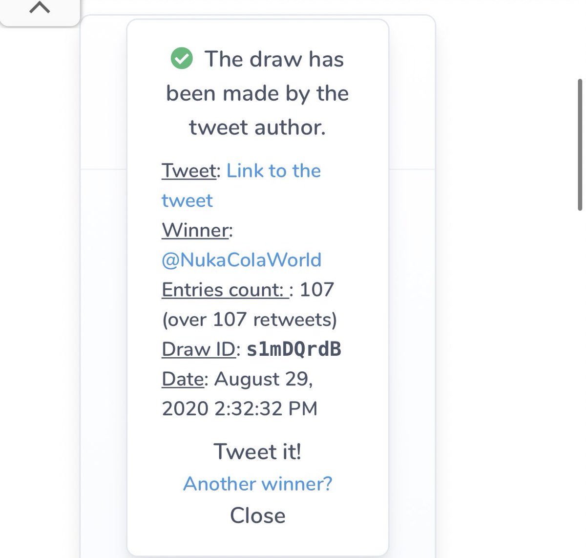 piacrossing's tweet photo. winner is @NukaColaWorld !! congrats please dm me within 24 hours to claim your prize ^__^ https://t.co/ML6tNkwW3x
