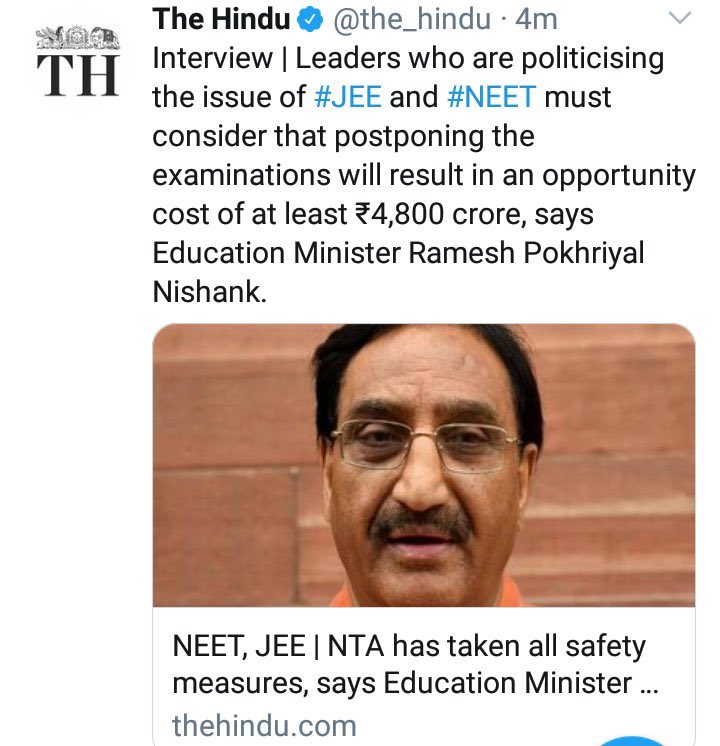 RavindraGautam_'s tweet photo. Dr Nishank
I think you are insensitive to human lives. 
You want to put approx 5 Millions lives to save 4800 crores.
Will you send your kids by their own to Patna to visit examination center on exam day without your influence?

@DrRPNishank #PostponeExams_Or_ResignModi https://t.co/VbmpKlQyaF