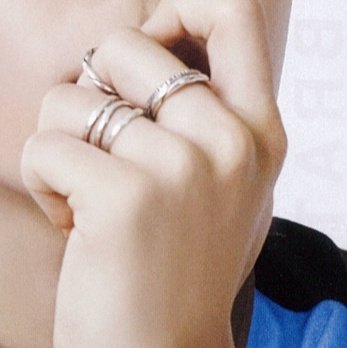 his pinky with a ring )):