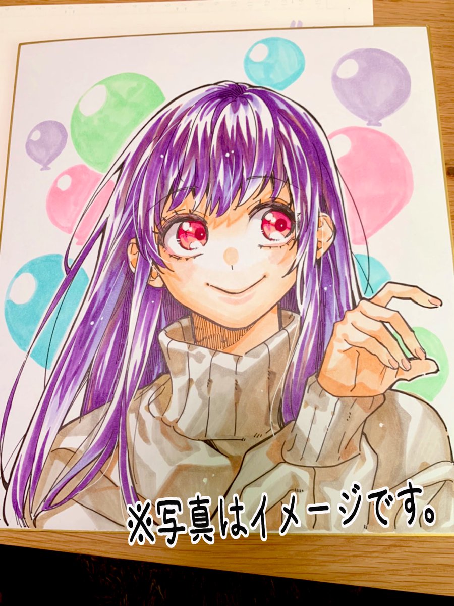1girl solo smile purple hair long hair traditional media sweater  illustration images