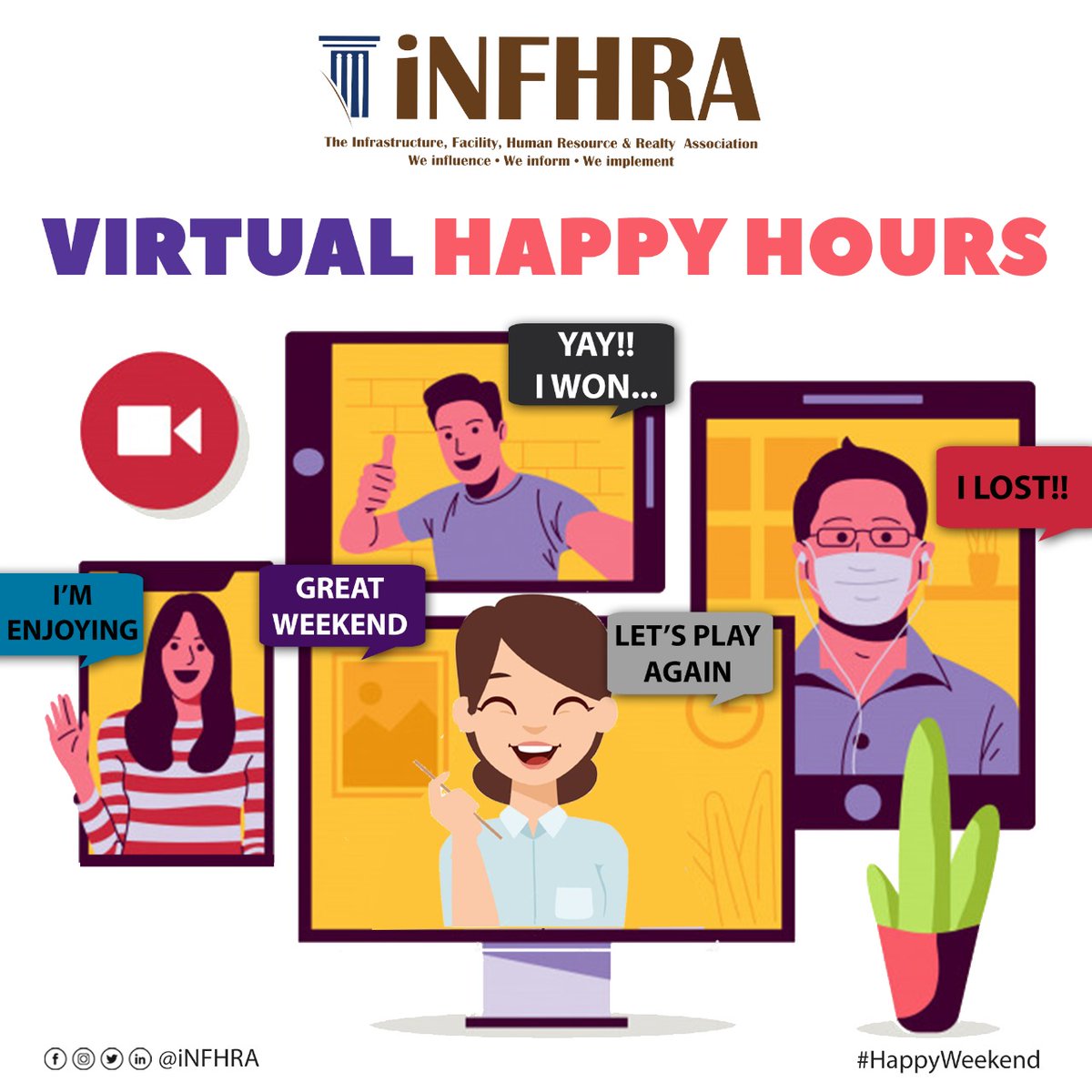 Virtual time spent together has become the #NewNormal2020. Hope your virtual hours with your loved ones enlighten your weekend.

#iNFHRA #HappyWeekend #WeekendMode #weekendmood #saturday #breaktime #Virtualhours #Virtualtime #weekendtime #weekendmood #spendtime #myweekend
