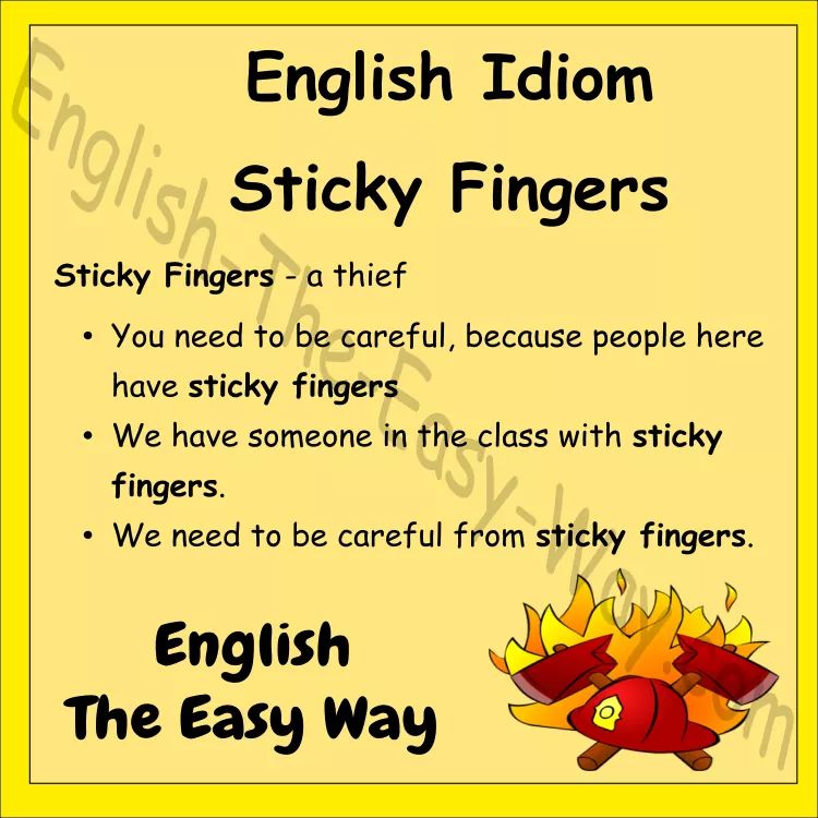 EnglishEasyWay1's tweet photo. Sticky Fingers means _______.
1. a thief
2. a dirty person
https://t.co/nJfyRzB2Bi
#LearnEnglishOnline https://t.co/joAFi0108A
