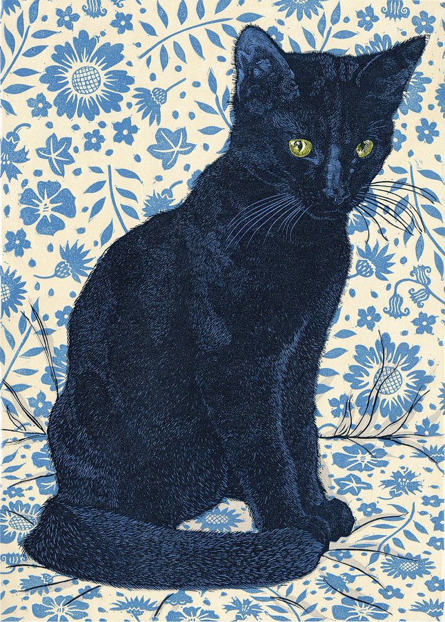 'Hector' linocut by UK contemporary artist and printmaker Vanessa Lubach #womensart
