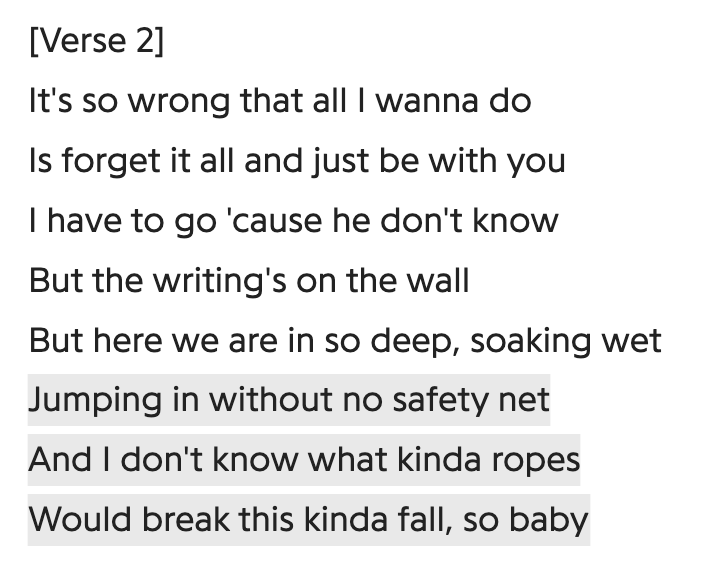 Wait for Me"Don't you look in my eyesI might fall in loveWith a beautiful boyI wish that I could touchYou go I hope you think of meAs the stars fall down and the heavens fadeThis girl is begging wait for me"omg i just need to screenshot skjfbsbds