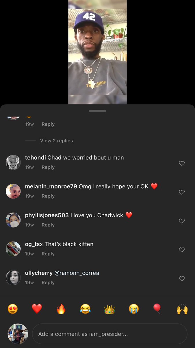 So I was watching this video of Chadwick Boseman before he died and I realized something. These comments are the representation of social media today. ‘People genuinely showing concern, People not showing emotions with jokes’. Social media is something else . RIP BLACK PANTHER