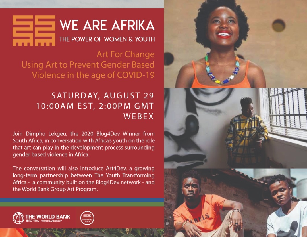 MuonJnr's tweet photo. How about joining this brilliant talk later today? @WBG_SocialDev @WorldBank @WBG_IDA
#Art4Dev
#YTA https://t.co/FaugBhUDtd