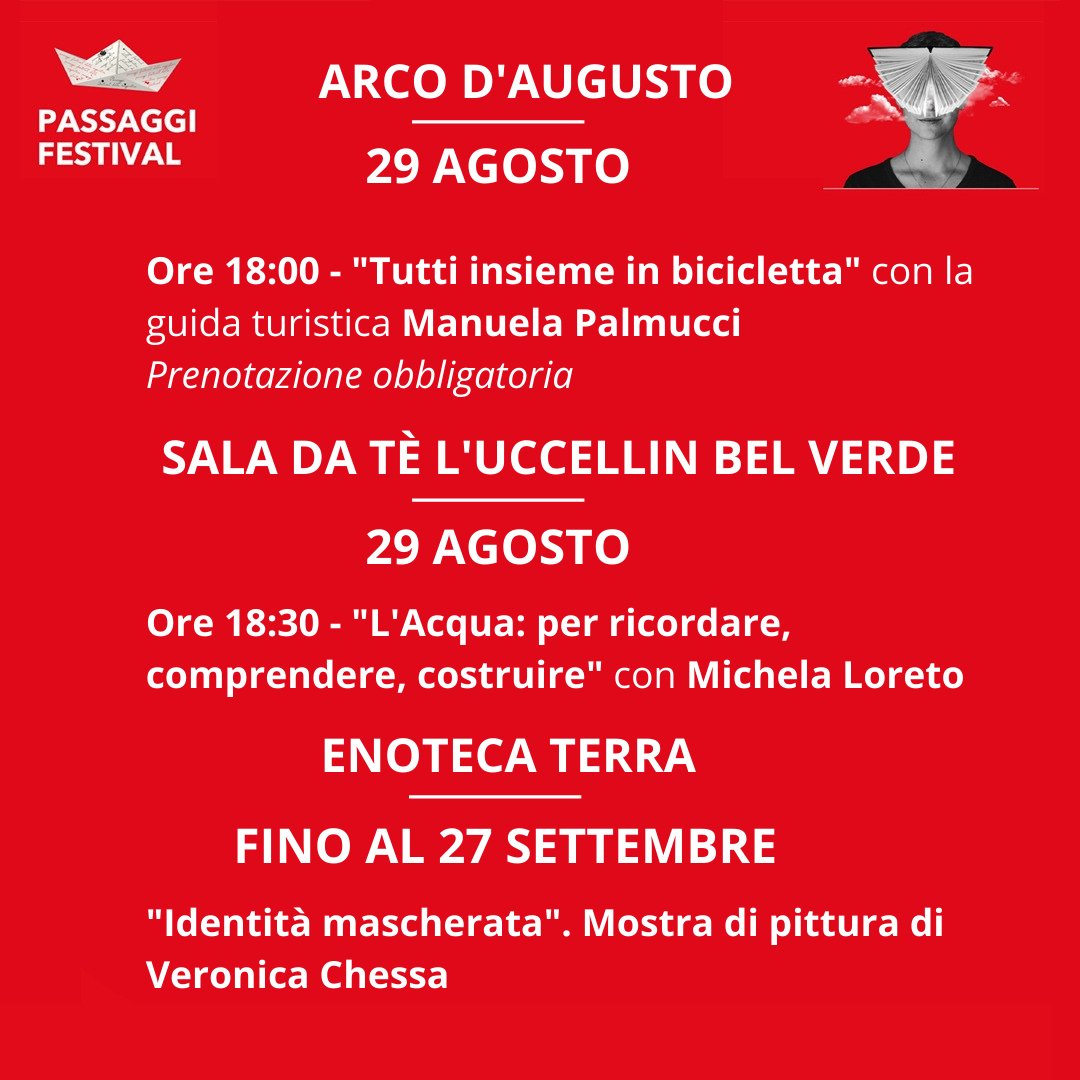 Non vi sono bastate le prime tre giornate del Festival? Non temete! Oggi, per la quarta, c'è un programma fittissimo riassunto per voi in queste card. #PassaggiFestival #PassaggiCultura 
Salvale per averle sempre con te!