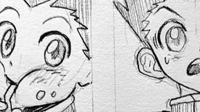 Please reply with some Gon manga panels with interesting facial expressions, I'm drawing a whole page of my son!! ? ?? 