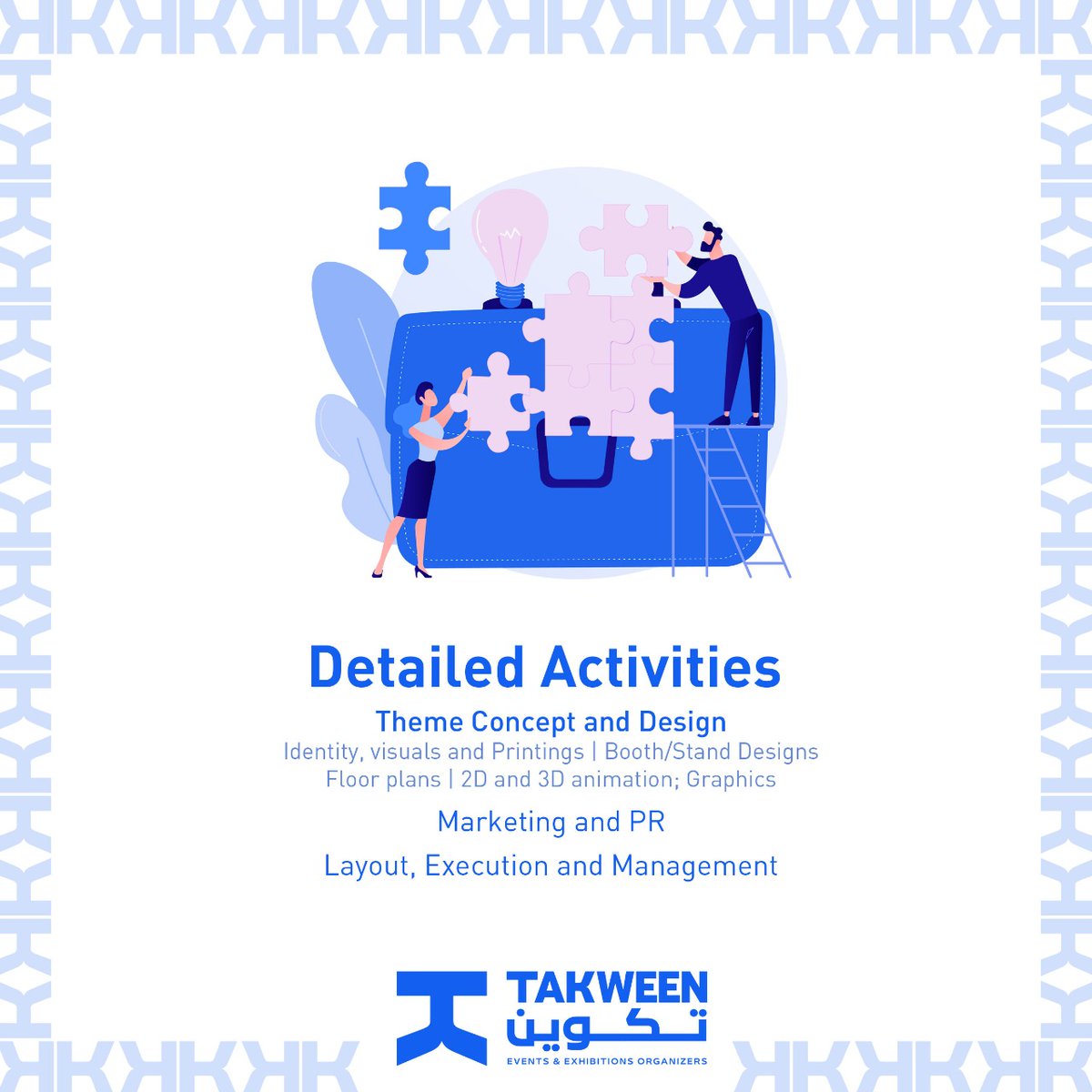 itakween's tweet image. نعمل على نجاح فعالياتكم بكل التفاصيل.
✅المفهوم والتصميم
✅التسويق والعلاقات العامة
✅التخطيط والتنفيذ والإدارة
#تكوين
#Events #EventManagement #SaudiArabia #KSA #Saudi #WhoWeAre #السعودية #المملكة_العربية_السعودية #مناسبات #فعاليات