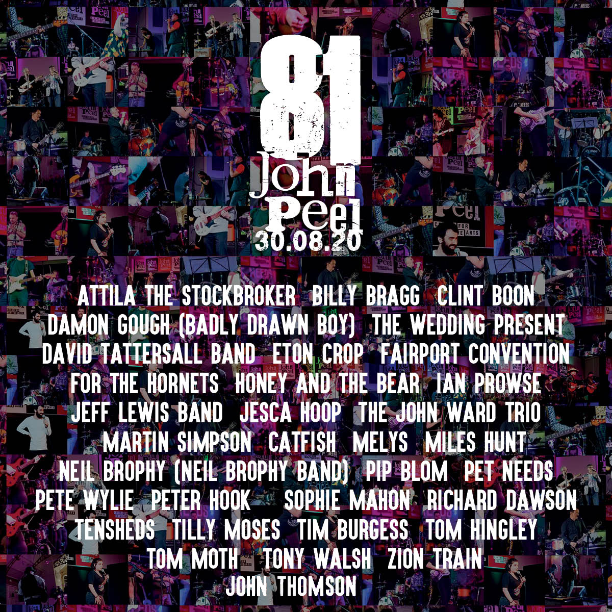 JohnPeelCentre's tweet photo. Its happening tomorrow! #challenge81
With @atilatstokbroka @billybragg @therealboon @badly_drawn_boy @weddingpresent @erwblo @FortheHornets @IanProwse @jeffreylewisand @JescaHoop @JohnWardMusic @msimpsonian @melysmusic @mileshuntTWS @NeilBrophy @Pipblom @wearepetneeds @petewylie https://t.co/yNO7jBNbTn