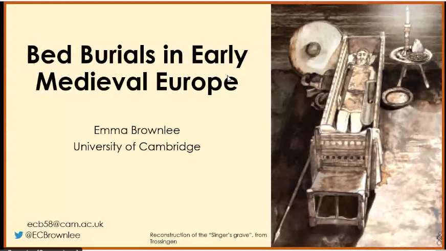 samleggs22's tweet photo. Quick fire 6min presentations in #s488 this afternoon starting with @ECBrownlee @UCamArchaeology looking at bed burials across #earlymedieval Europe #EAA2020virtual @archaeologyEAA #archaeology #medievaltwitter #funeraryarchaeology #ecrchat https://t.co/J46KPyCziz