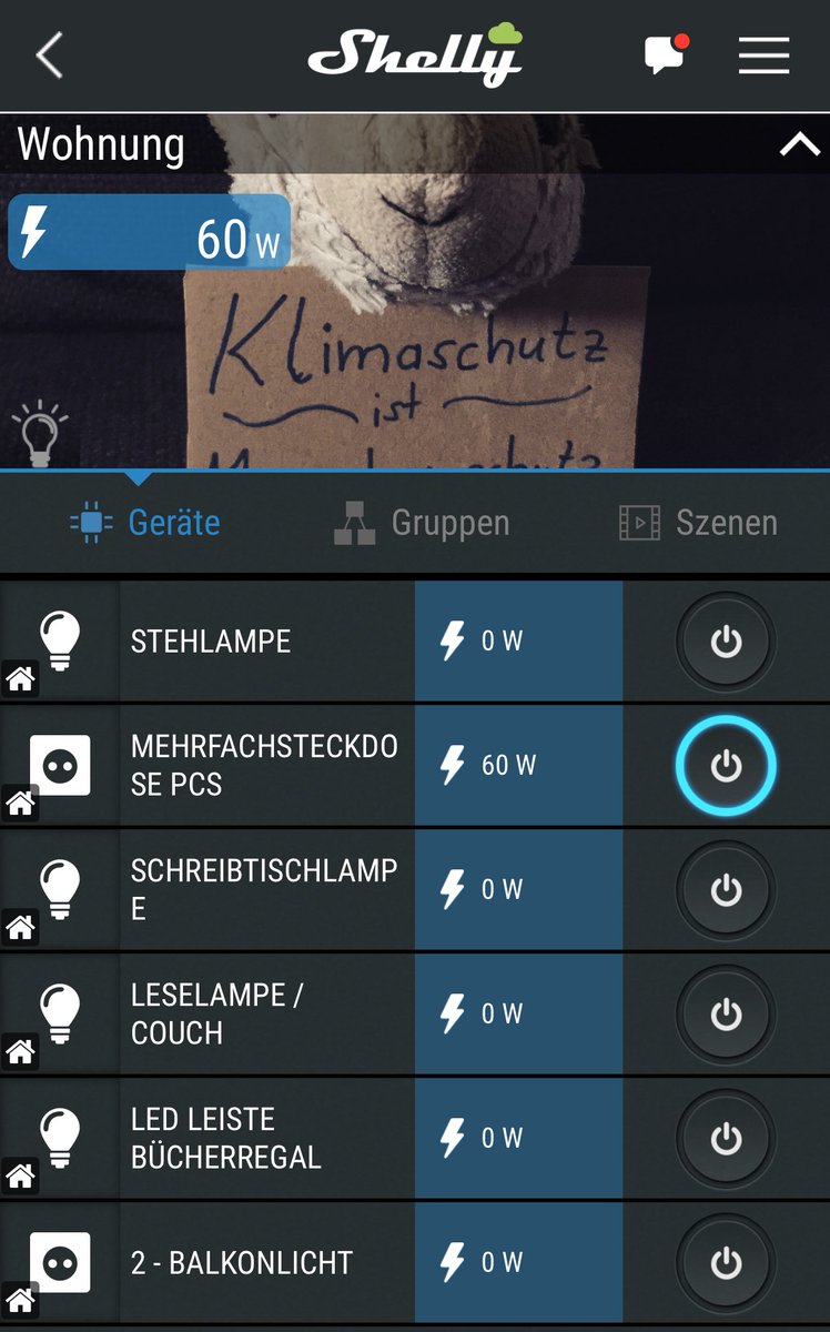 sbamueller's tweet photo. Statt #Coronademo beobachtet (Freiburger Coronaleugner sind ja eh alle bei #Berlin2908) einfach mal das Home Smart gemacht! Die #Shelly‘s sind übrigens 2.0 nachdem #osram #lightify nicht mehr geht. #smarthome https://t.co/Cf1wq5Ixb6