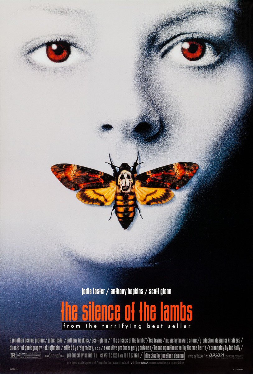 The Silence of The Lambs (1991)Starring Jodie Foster, Anthony Hopkins, Scott GlennAn FBI agent, seeks help from serial killer Hannibal Lecter to catch another serial killer  