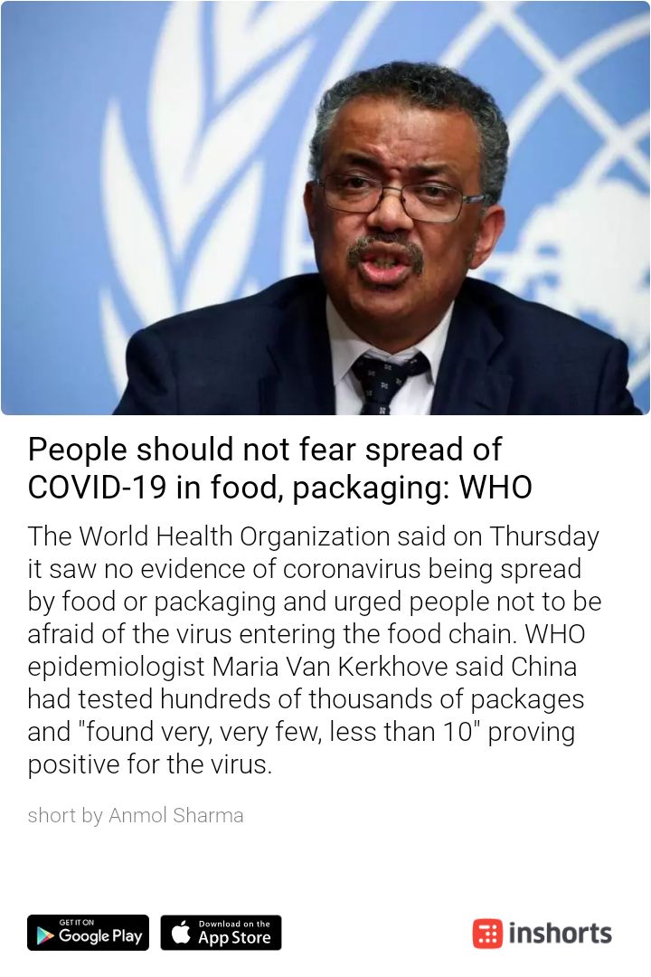 ukpatel98's tweet image. Covid 19 is not spread by food and packaging..