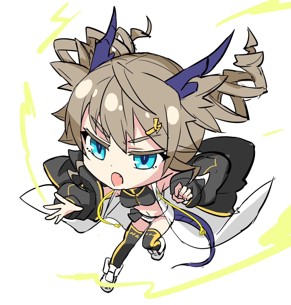 この前の雷娘のちびキャラをかいて みた けど一時間だとやはり完成しない Icedango のイラスト