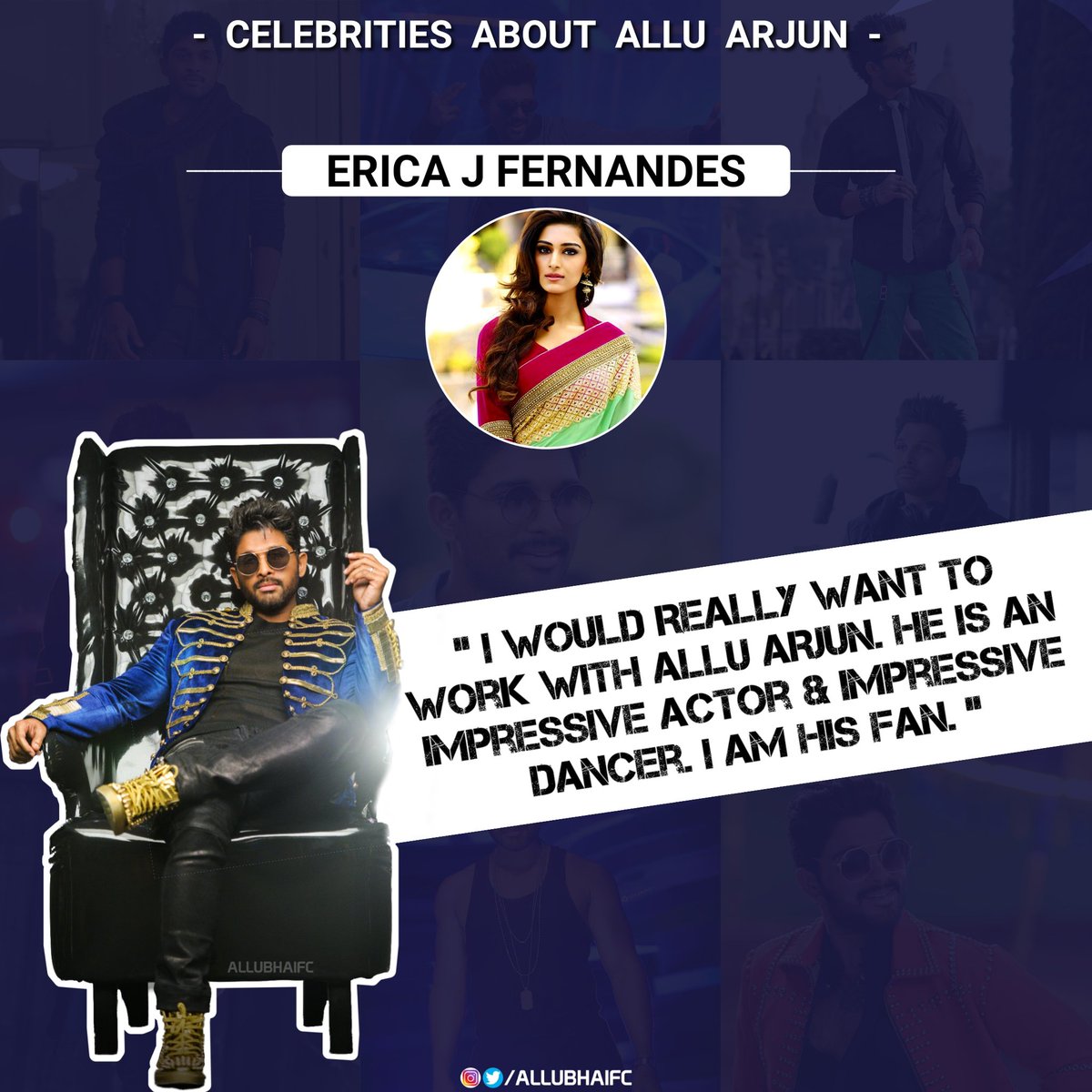 Actress  @IamEJF About Our Stylish  Allu Arjun !! #IndianStyleIconAlluArjun @alluarjun