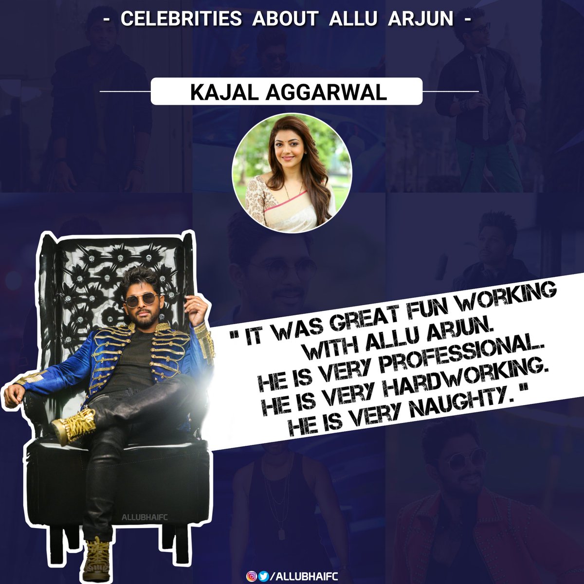Beauty Queen  @MsKajalAggarwal About Stylish  Allu Arjun !! #IndianStyleIconAlluArjun @alluarjun