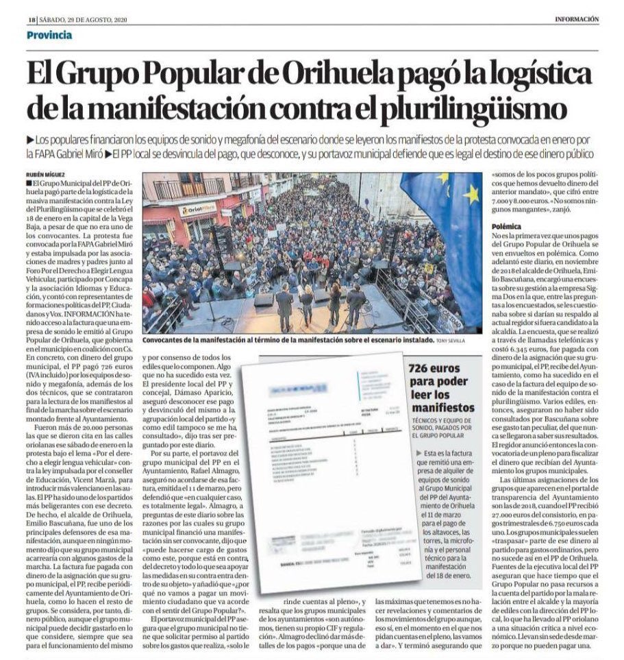 Hola, <a href="/ppcv/">Partido Popular Comunitat Valenciana</a>!

En vez de usar dinero público para manipular y mentir con el objetivo de generar rechazo al valenciano,

podíais usar ese dinero para las ayudas por la #DANA en la #VegaBaja, que ya hace casi un año y sólo han llegado las de la Generalitat.