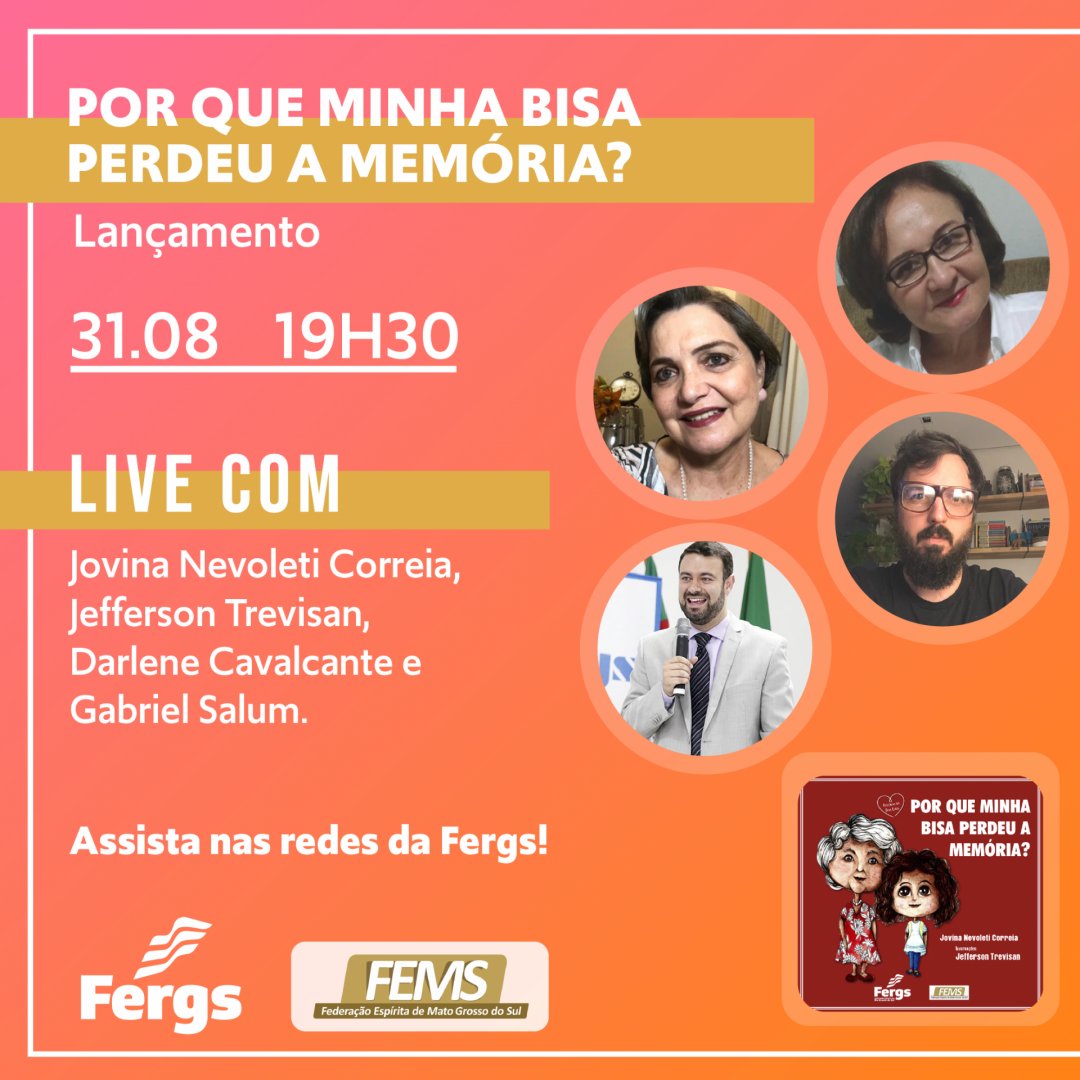 FergsOficial's tweet photo. Será nesta segunda-feira, 31, às 19h30, a Live de lançamento do livro Por que minha bisa perdeu a memória?.Parceria Fergs e FEM.
Leia mais em https://t.co/xBx3hS0Lbg
#Fergs #Espiritismo #DoutrinaEspírita #LiteraturaEspírita #LivroEspírita #FergsLivraria #FergsEditora https://t.co/5ces5ldKTf