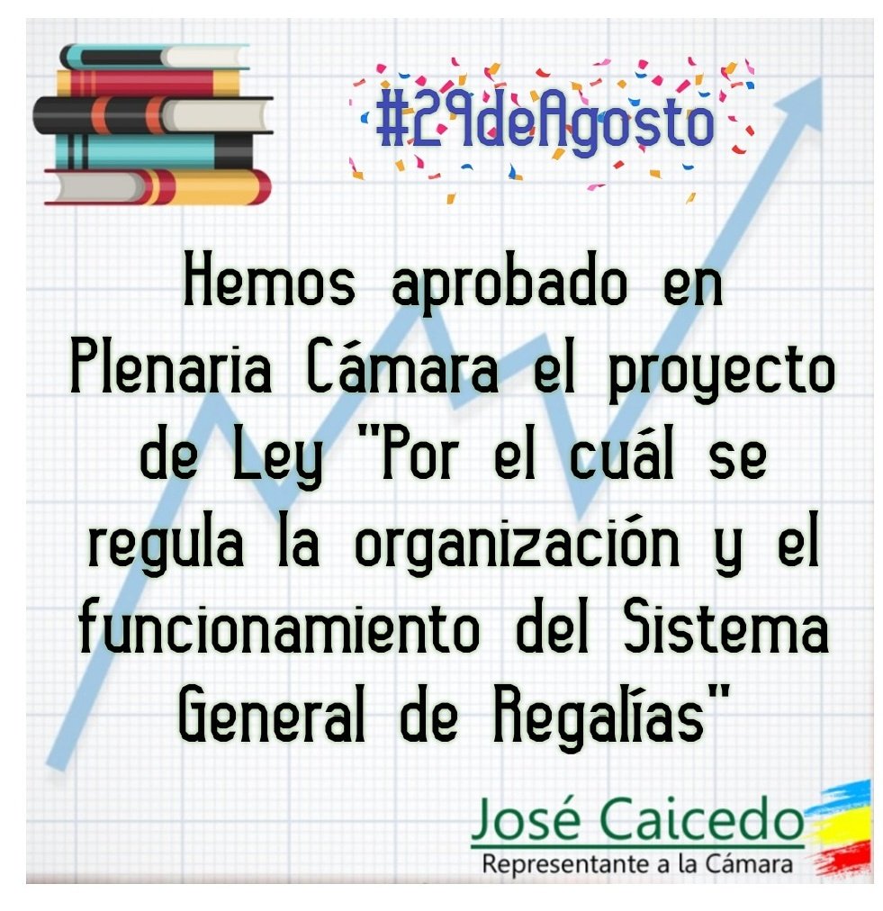 caicedocongreso's tweet photo. 📌📰Para mí es un gran honor presentar ante ustedes esta noticia para el beneficio de las Regiones del País, 🖋️ha sido APROBADO en Cámara el proyecto de ley “POR EL CUAL SE REGULA LA ORGANIZACIÓN Y EL FUNCIONAMIENTO DEL SISTEMA GENERAL DE REGALÍAS”.📊https://t.co/3lygRFvReU https://t.co/dkQXQLyDk3