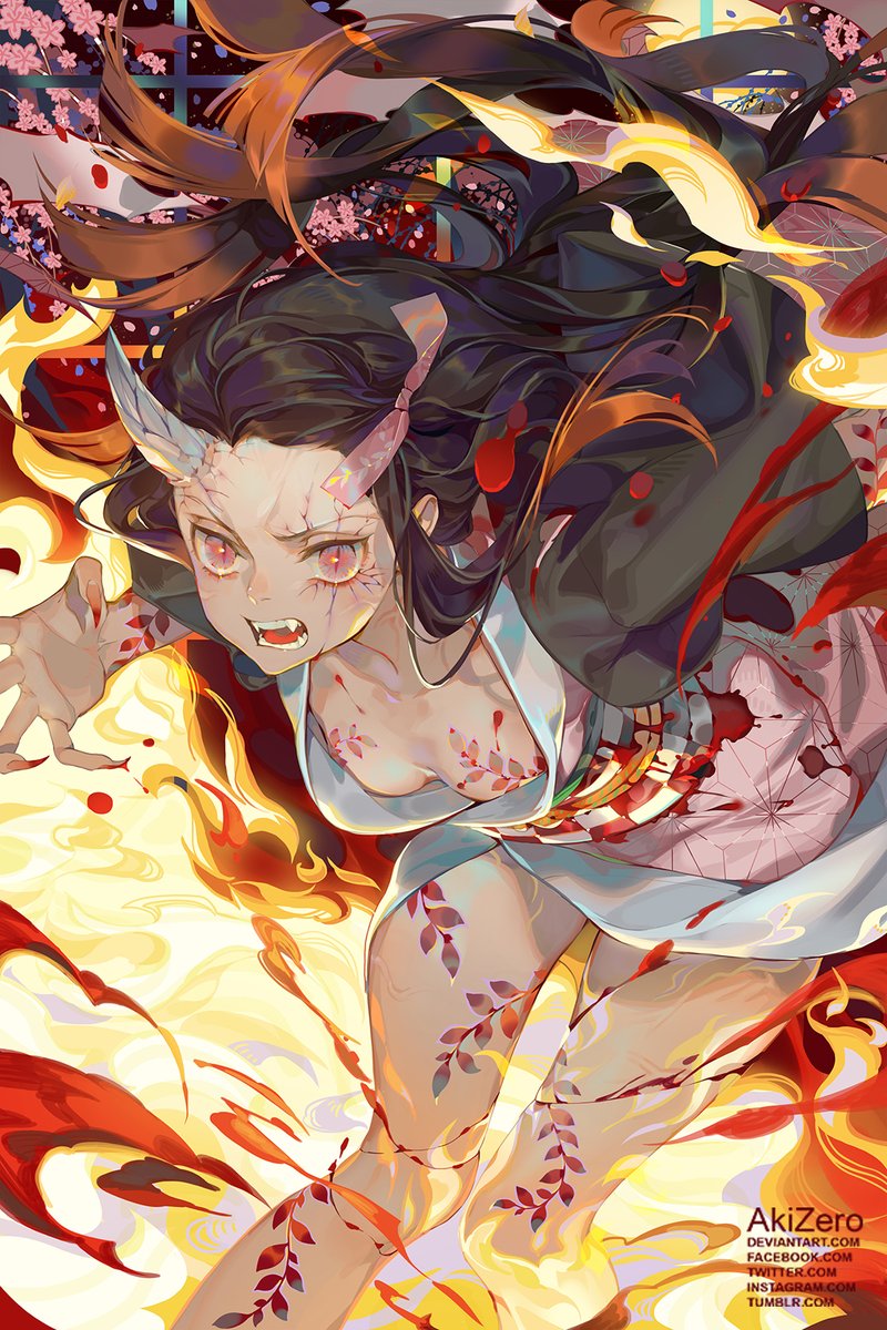 竈門禰豆子 「Demon #nezuko  of #鬼滅の刃 ??
Enjoy~
☘️Coll」|AkiZeroのイラスト