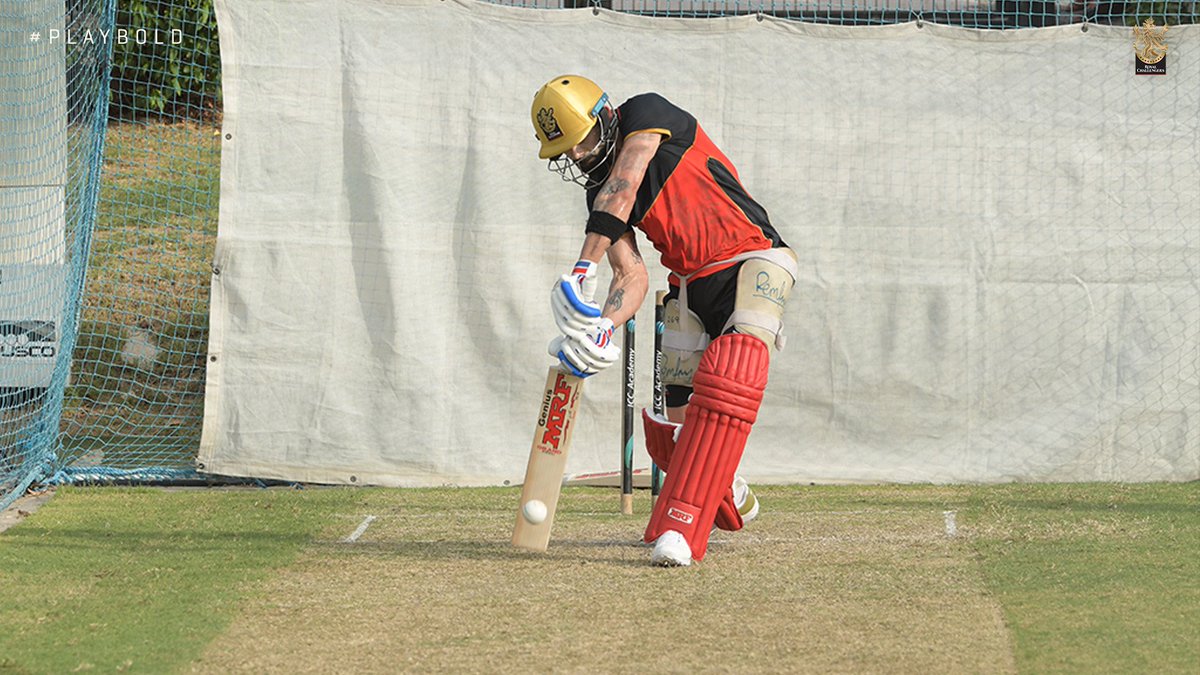 GenuineViratFan's tweet photo. These Golden Helmets are looking awesome just different to compare with other colours looking very cool. 
#RCB 
#IPL2020 
#GoldisBack https://t.co/VxOwSTr3sD