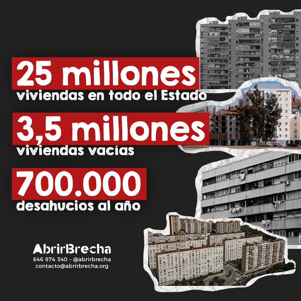 AbrirBrecha's tweet photo. Todas aquellas currelas que se encuentran consternadas y asustadas por esos “okupas” que salen todos los días en su televisión deberían saber que tienen más probabilidad de que su casa se la terminé quitando el Banco o un fondo buitre. 

👇🏽[Hilo corto] https://t.co/LGoylt8KuM
