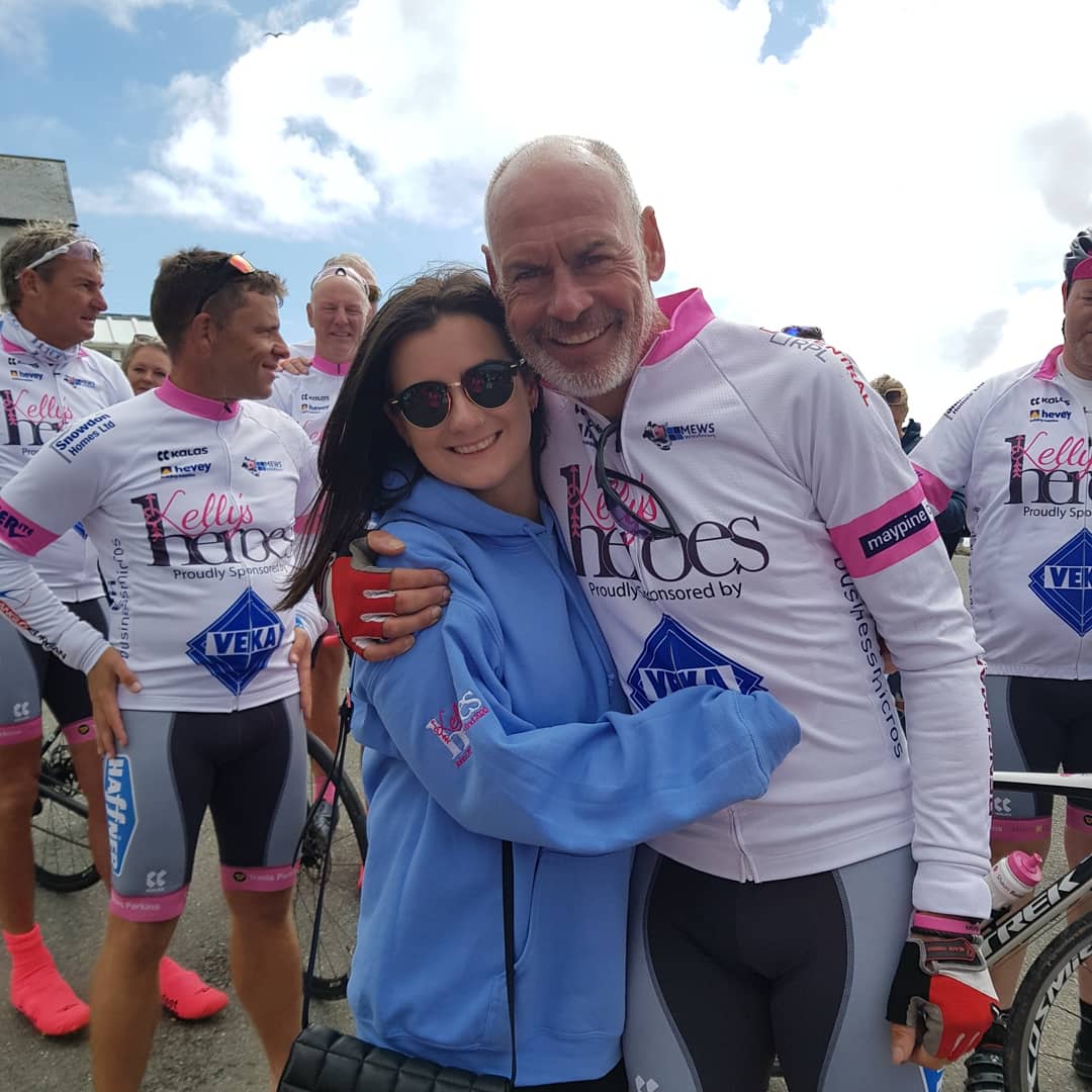natsut1990's tweet photo. So proud of my dad for completing his charity bike ride from John O Groats to Lands End in horrendous weather conditions. Well done Kelly's Heroes, you were all incredible! 💛💛 https://t.co/KgDZ9Zlo1Y