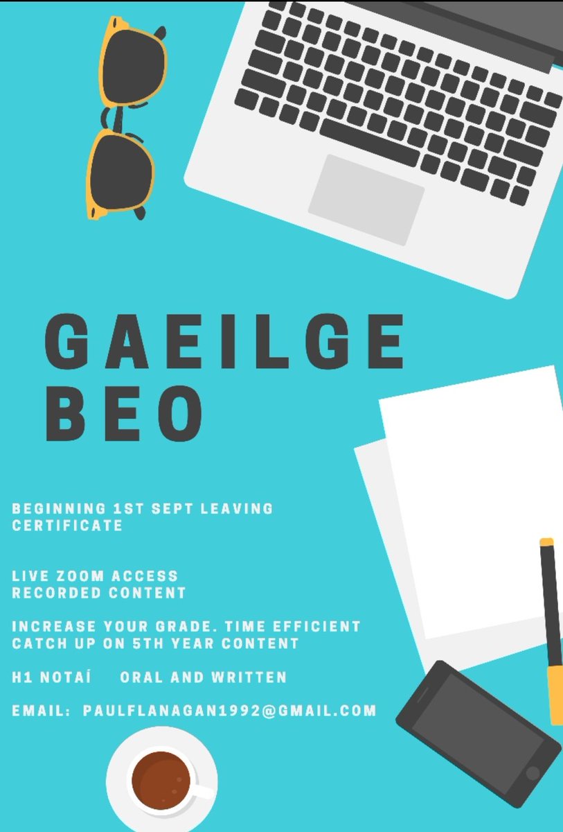 Leaving Cert and Junior Cert classes  beginning next week. Details below ☘
Tús maith leath na hoibre