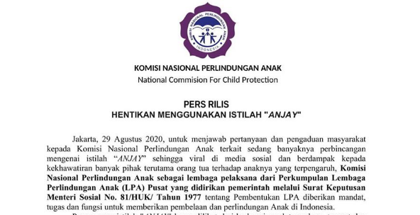 HaiMagazine's tweet photo. Anjay, Komnas Anak Minta Kita Hentikan Pake Kata 'Anjay', Kalo Salah Makna Bisa Dilaporkan Sebagai Tindak Pidana   https://t.co/3ekzBMm6dj https://t.co/4T0bqfALaE