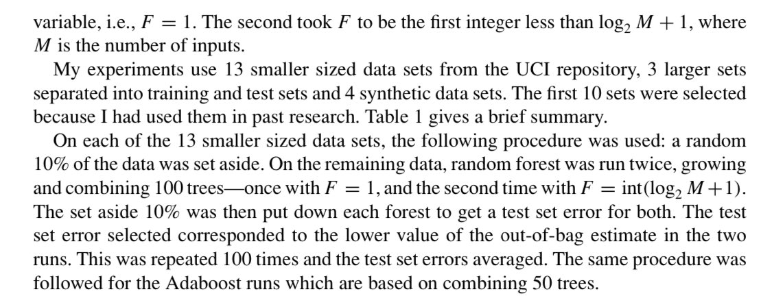 In the same paper, Breiman refers to number of predictors as *m*.. When Breiman’s code was ported to the  #rstats randomForest package, *F* was named mtry and it’s been mtry ever since.Why mtry? Bc that’s the number of m’s to try. And in his paper, Breiman tried multiple m’s.