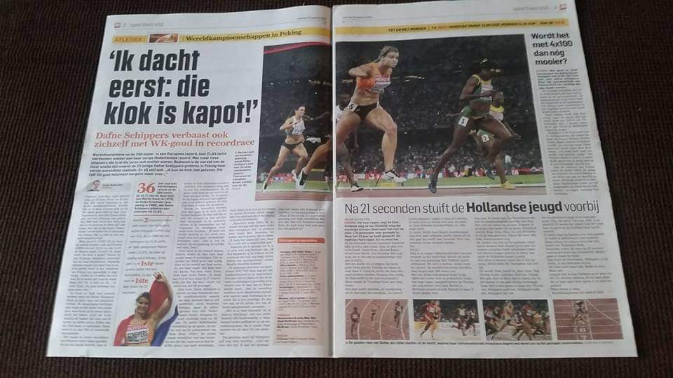 Eén van de mooiste atletiekmomenten in de Nederlandse sportgeschiedenis. The Day After in de landelijke dagbladen. #DafneDay #200m  #onvergetelijk ❤