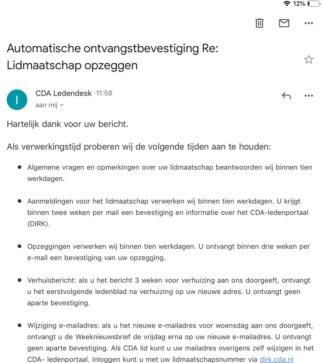 De druppel die de emmer doet overlopen.....#CDA #lidmaatschap #opgezegd