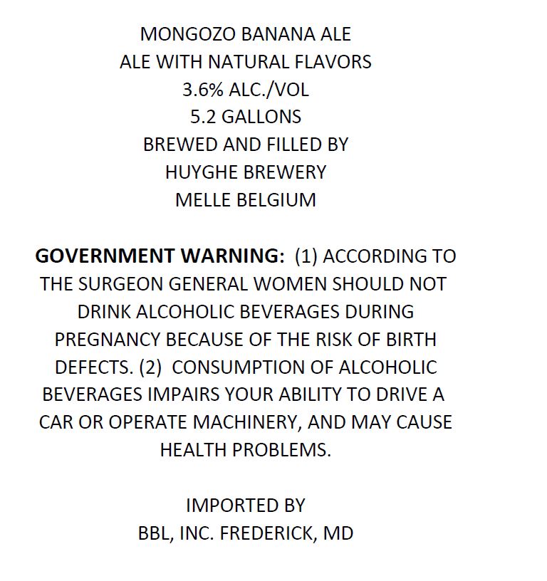 BBL was approved for MONGOZO BANANA / ALE WITH NATURAL FLAVORS, a malt beverages specialities. More: ttbonline.gov/colasonline/vi…