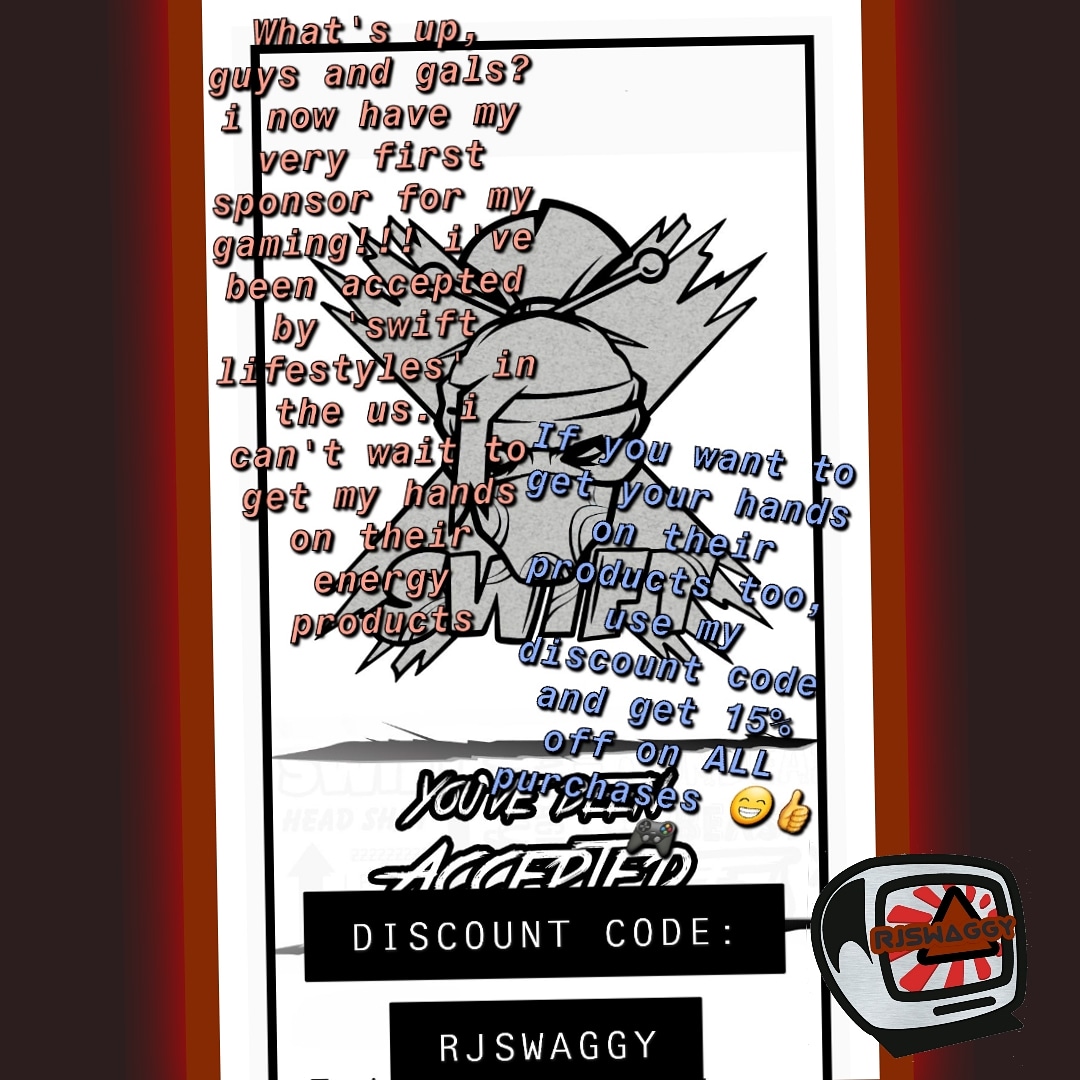 RjswaggyG's tweet photo. #gamer #gaming #PlayStation #Playstation4 #Xbox #XboxOne #YouTube #live #livestreaming #Livestream #youtubegaming #twitch #twitchstreamer #rjswaggy #snapchat #snapchatfilter #swift #swiftlifestyles #sponsor #sponsored #sponsorship #logo #Logopit https://t.co/2VOu1951Zl