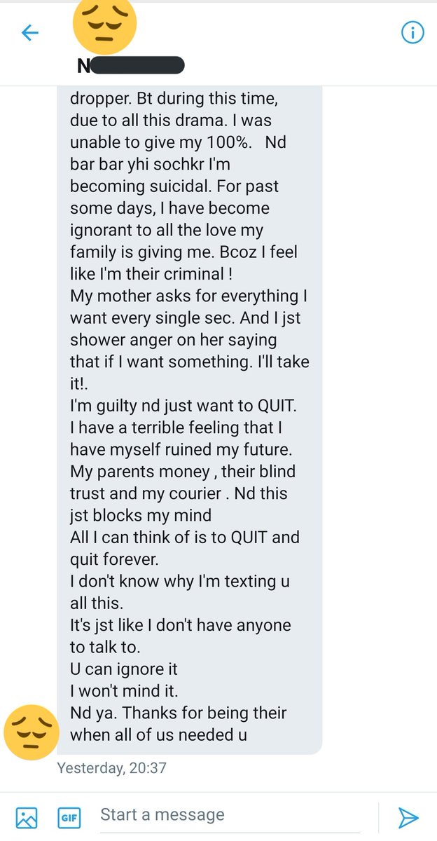 saahilmenghani's tweet photo. 👉I have lost the count of #JeeNeet2020 aspirants who have written to me about suicidal thoughts

👉To editors, who to save the govt are trying to call students fake, shove this chat down your throat. I hope you stay alive to see your kids shed tears of blood

#PostponeJEEAndNEET https://t.co/M3pJgJbffd