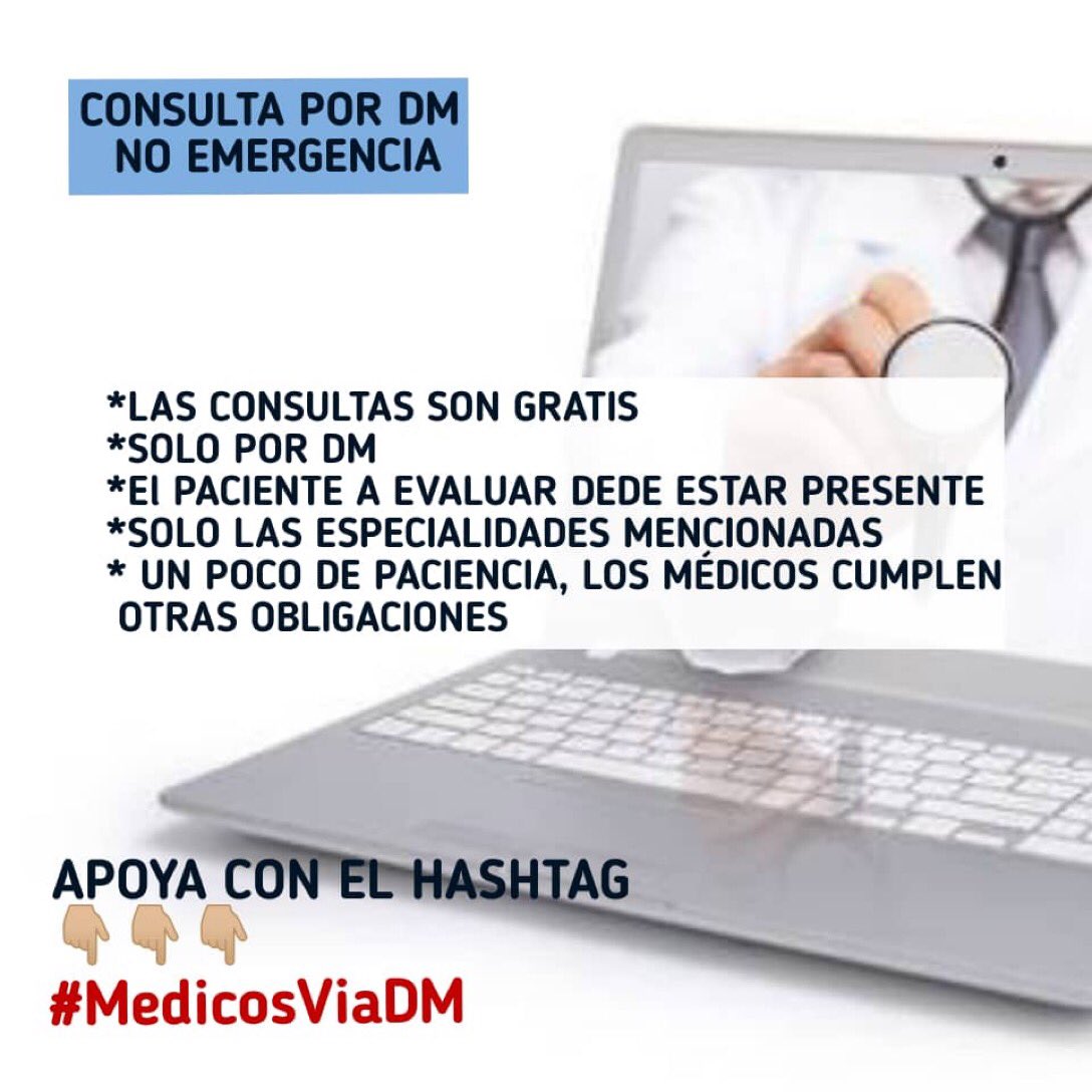 Ecastillo1226's tweet photo. Feliz Sábado! Lista actualizada para el día de hoy 29/08/20 de el equipo de médicos para consultas por dm que no sean emergencia ( CONSULTA GRATIS, )
Posiblemente algunos de ellos estén de descanso por el Fin de semana! Pero igual se los comparto! 
Rt y seguir. 
Gracias https://t.co/CnoXi9HaLo