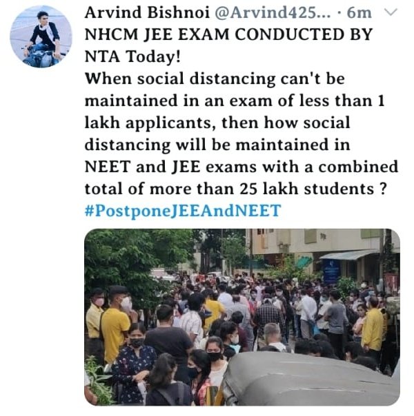 11Petitioners's tweet photo. Enough is Enough

@DrRPNishank where is sop?
@DG_NTA this exam is also conducted by NTA.

Shame on u
#PostponeExams_Or_ResignModi 
#PostponeJEEAndNEET https://t.co/2lQ6CbBuMA